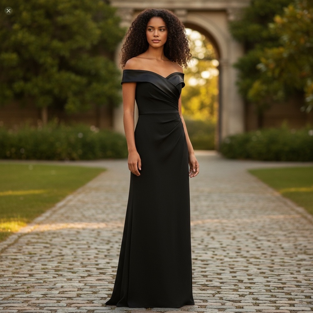 Lauren Ralph Lauren Black Off Shoulder Evening‎ Gown Size 6